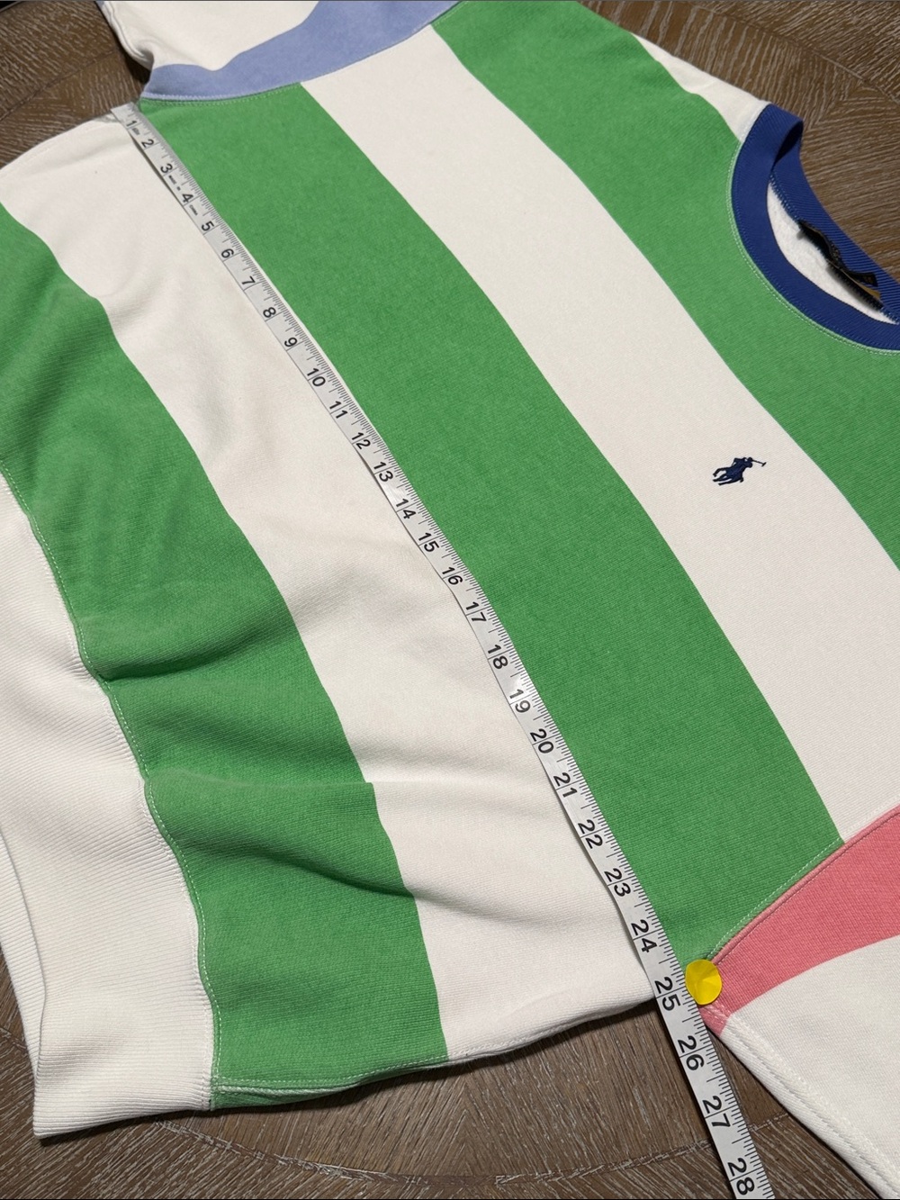 Polo by Ralph Lauren Green, White, Blue & Pink Striped Crewneck Sweater - Picture 9 of 14
